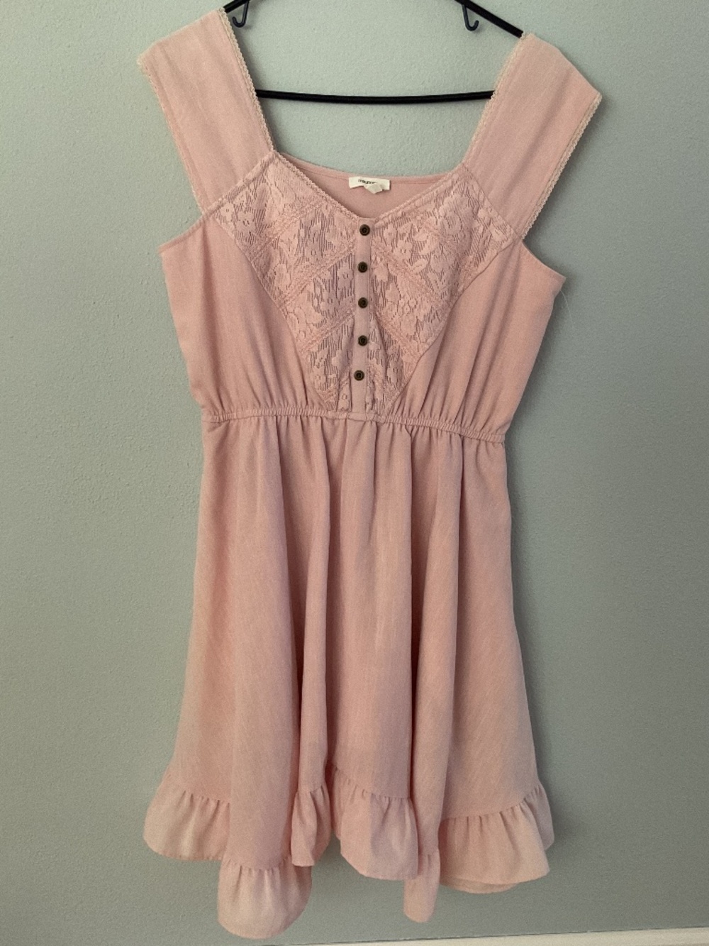 Maurices Blush Pink Lace-Front Mini Dress
